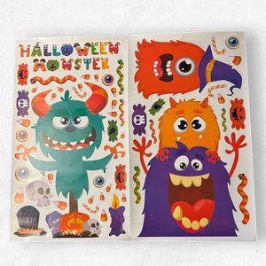 Set of 4 Big Halloween Stickers Sheets 15.5inx27.5in Each Monsters‎ Pumpkins Fun